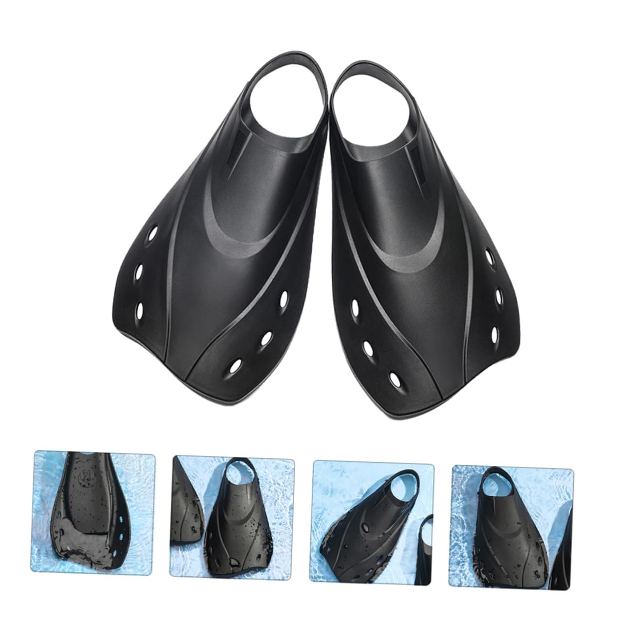 Cabilock Aletas Cortas Ajustables para Natación y Buceo Diseño Ergonómico con Suavidad Moderada para Entrenamiento y Snorkel para Hombre y Mujer Negro