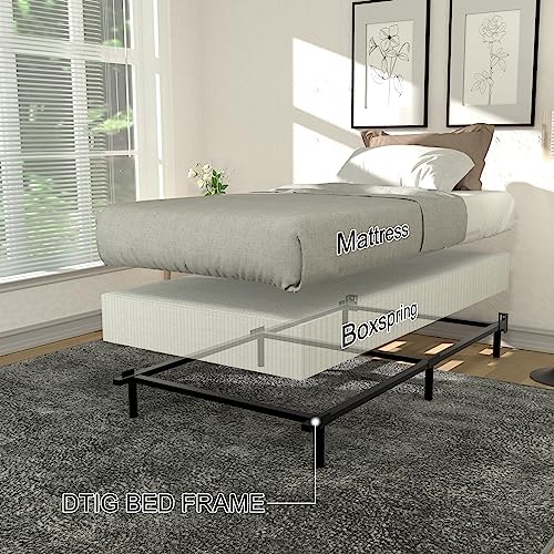 Image of Twin Bed Frame 7 Inch Twin Size Metal Bed Frame for Box Spring and Mattress, Tool-Free Heavy Duty Bedframe Easy Assembly Box Spring Base Black