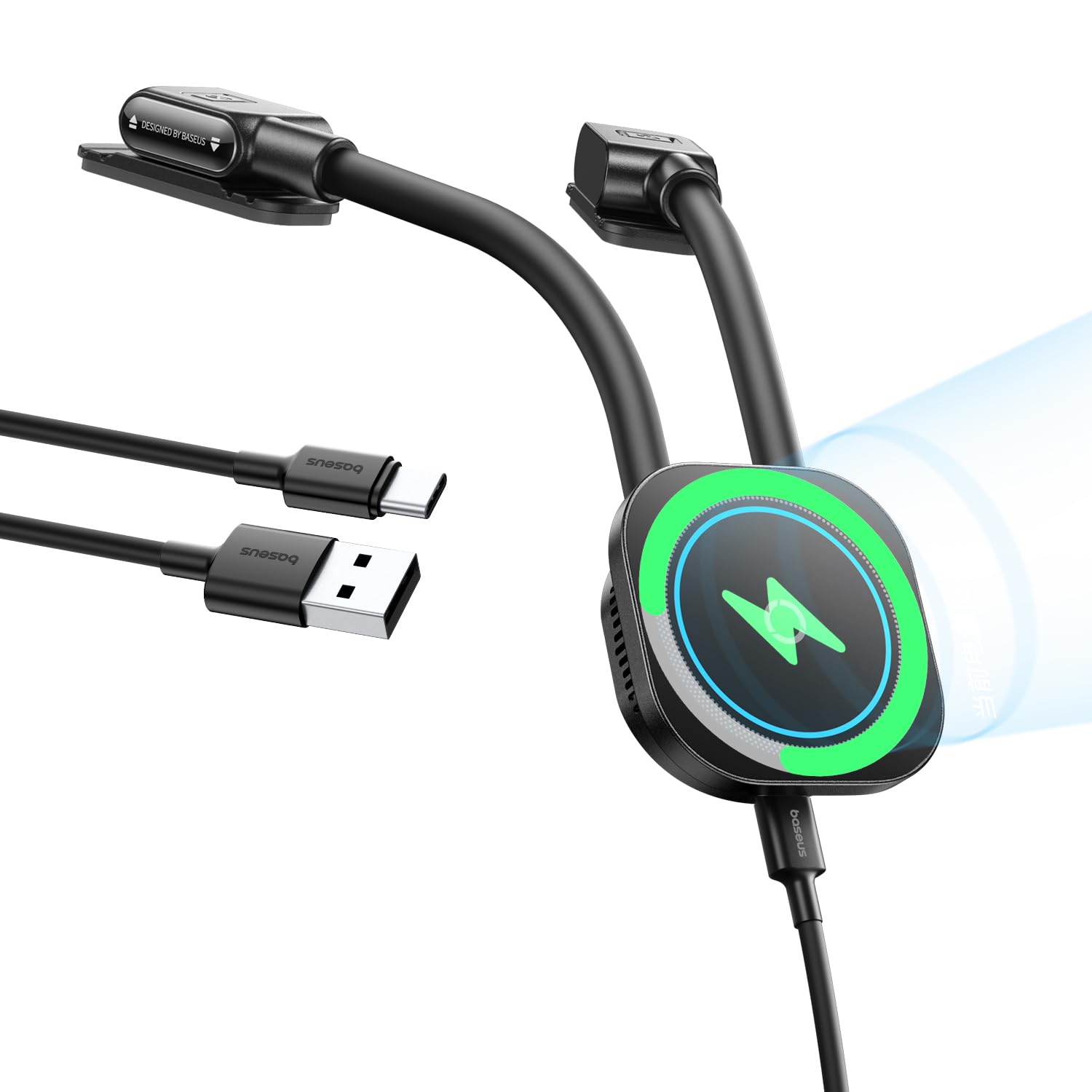 Baseus 15W C03s Pro Cargador Inalambrico Coche con MagSafe, Carga Rápida Soporte Teléfono Coche Magnético, Soporte Móvil Coche Universal, Compatible con iPhone, Samsung, Smartphone