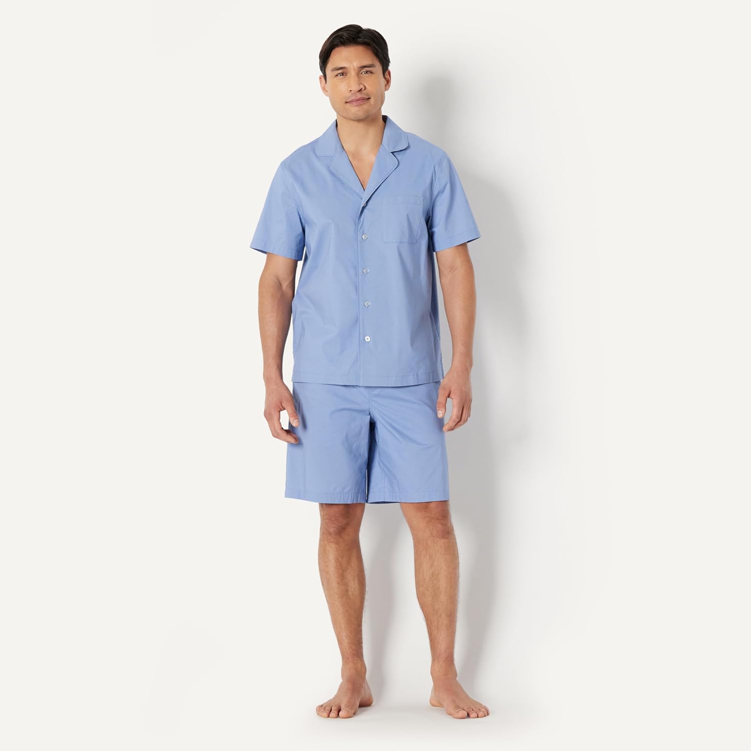 Amazon Essentials Men's Cotton Stretch Poplin Notch Collar Short Pj Set