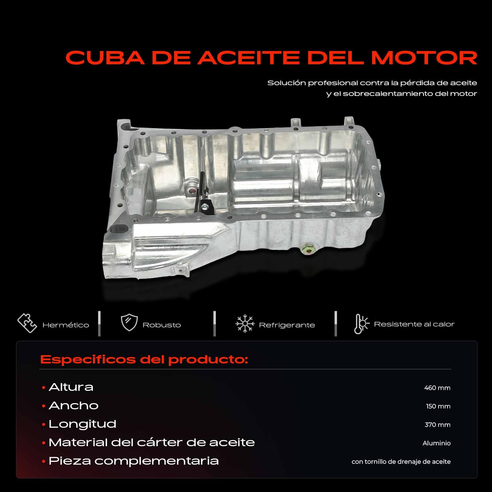 Frankberg Cárter de aceite cárter de aceite del motor con tapón de drenaje | Compatible con: 406 Descanso 8E/F, Evasión MPV 22 U6, 406 8B, 306 Descanso 7E N3 N5, 306 7B N3 N5