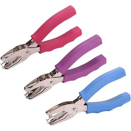 Craftinova Handle Punch ，3 Pack,1/4 inch of Hole Handheld Puncher ，with Soft Grip Handles,with 6 Sheet Capacity,Perfect for Home Office School Supplies,can be Used for Labels and Greeting Cards