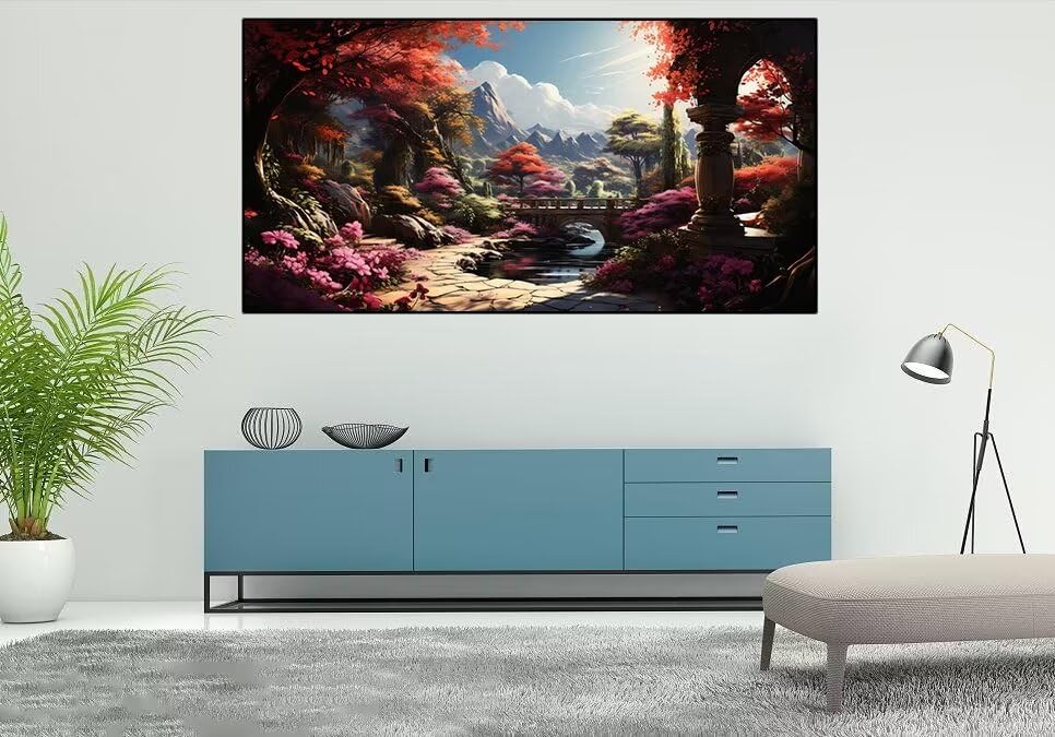 Diamond painting paysage féerique pour illuminer votre salon avec un grand tableau 5D