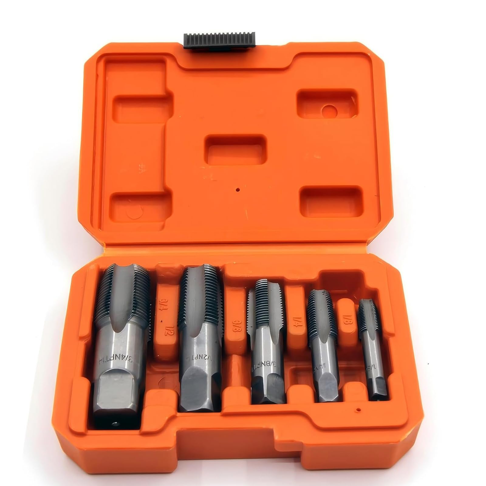 5 teiliges NPT-Rohrgewindebohrer-Set, NPT-Gewindebohrer-Set für PVC-Rohre,1/8", 1/4", 3/8", 1/2" und 3/4" Gewindeformer aus Kohlenstoffstahl,Stahlbohrer Zum Reinigen von Beschädigten