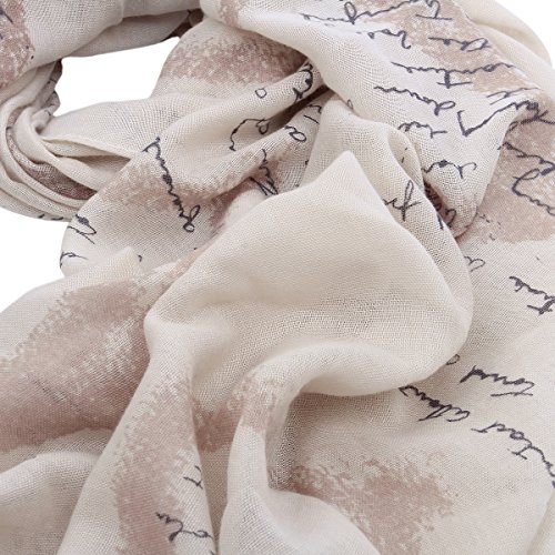 Elegant Vintage Love Letter Heart Print Natural Frayed End Scarf - Diff Colors3
