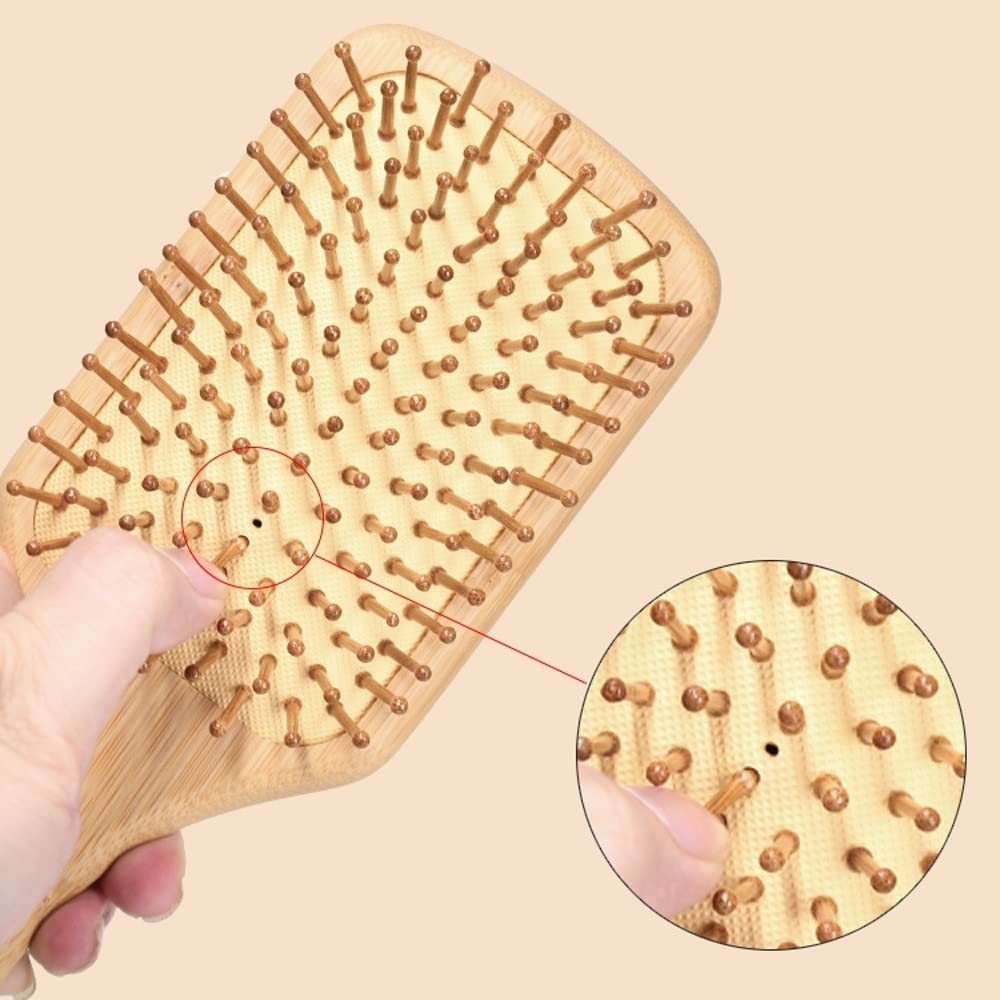 Cepillo para el cabello, cepillo de madera de bambú de alta calidad, antiestático de bambú natural, panel grande, peine de masaje, cojín de aire, cepillo de masaje para el cuidado del cabello