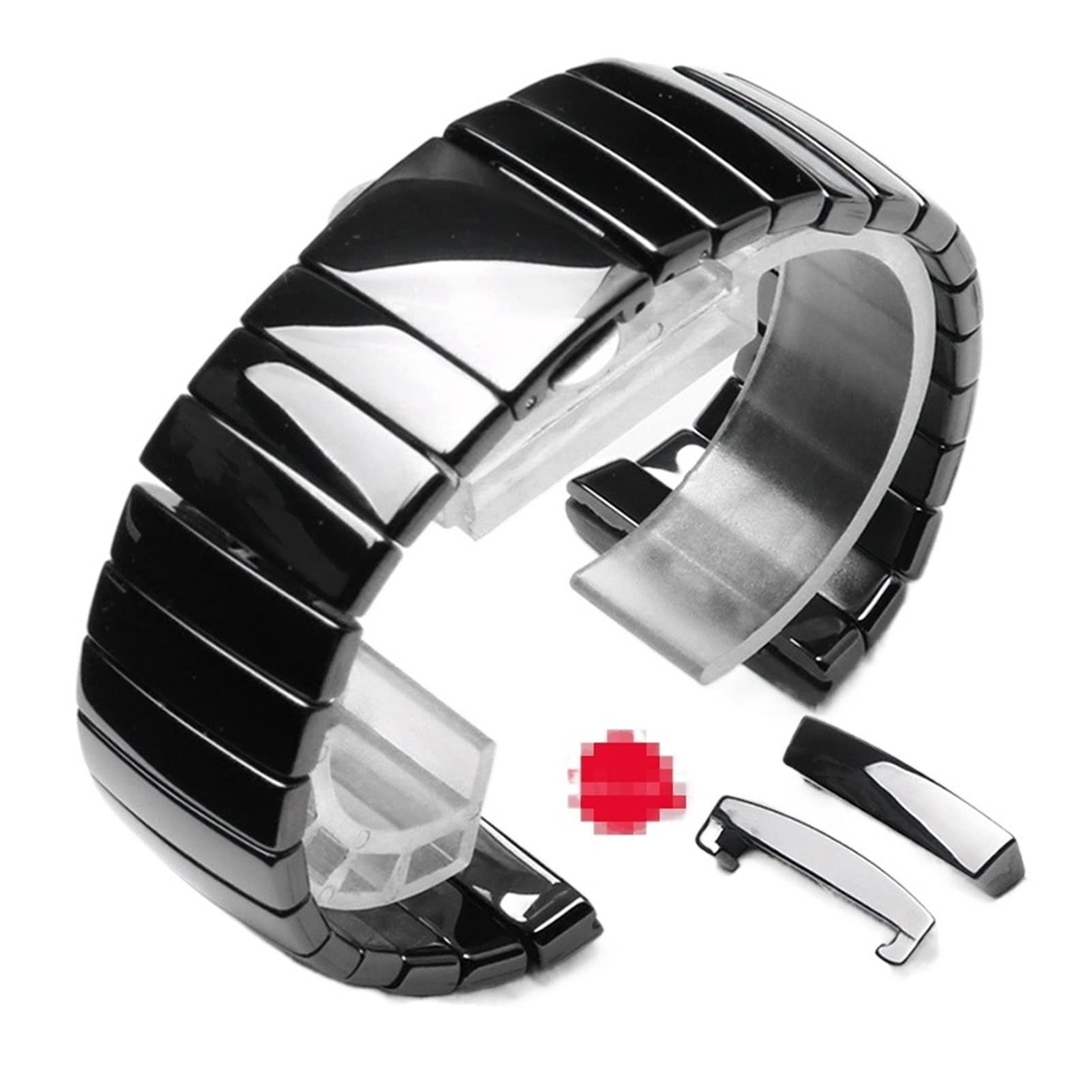 HMFANG Bracelet de rechange en céramique noir 17 mm, 26 mm, 29 mm, compatible avec les montres for femmes et hommes.