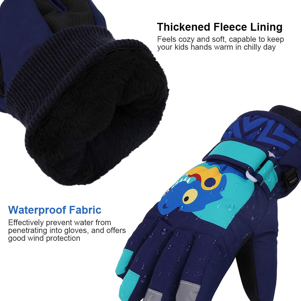 QKURT Kinder Skihandschuhe, Snowboard Handschuhe wasserdichte und Winddichte Winter Fäustlinge für 2-13 Jahre Mädchen und Jungen Skifahren Snowboard Reiten Laufen Wandern Radfahren