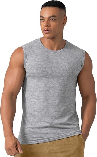 Merino Protect 100% Merino Wool Tank Top Men Temperature Regulate Shirts Odor Resistance Base Layer for Running