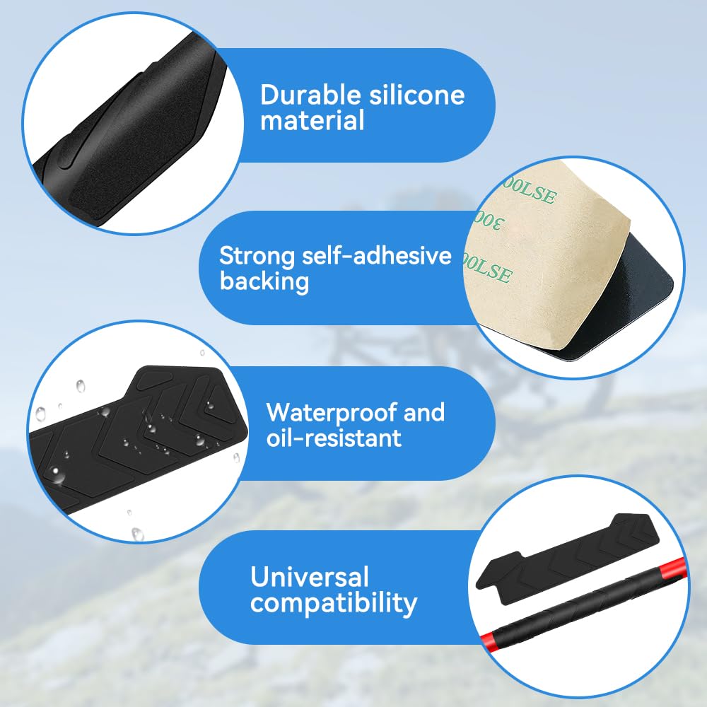 Protections De Chaîne Vélo En Silicone - Lot De 2, Auto-adhésif, 21,5x5,3 Cm - Anti-rayures Cadre VTT/ville