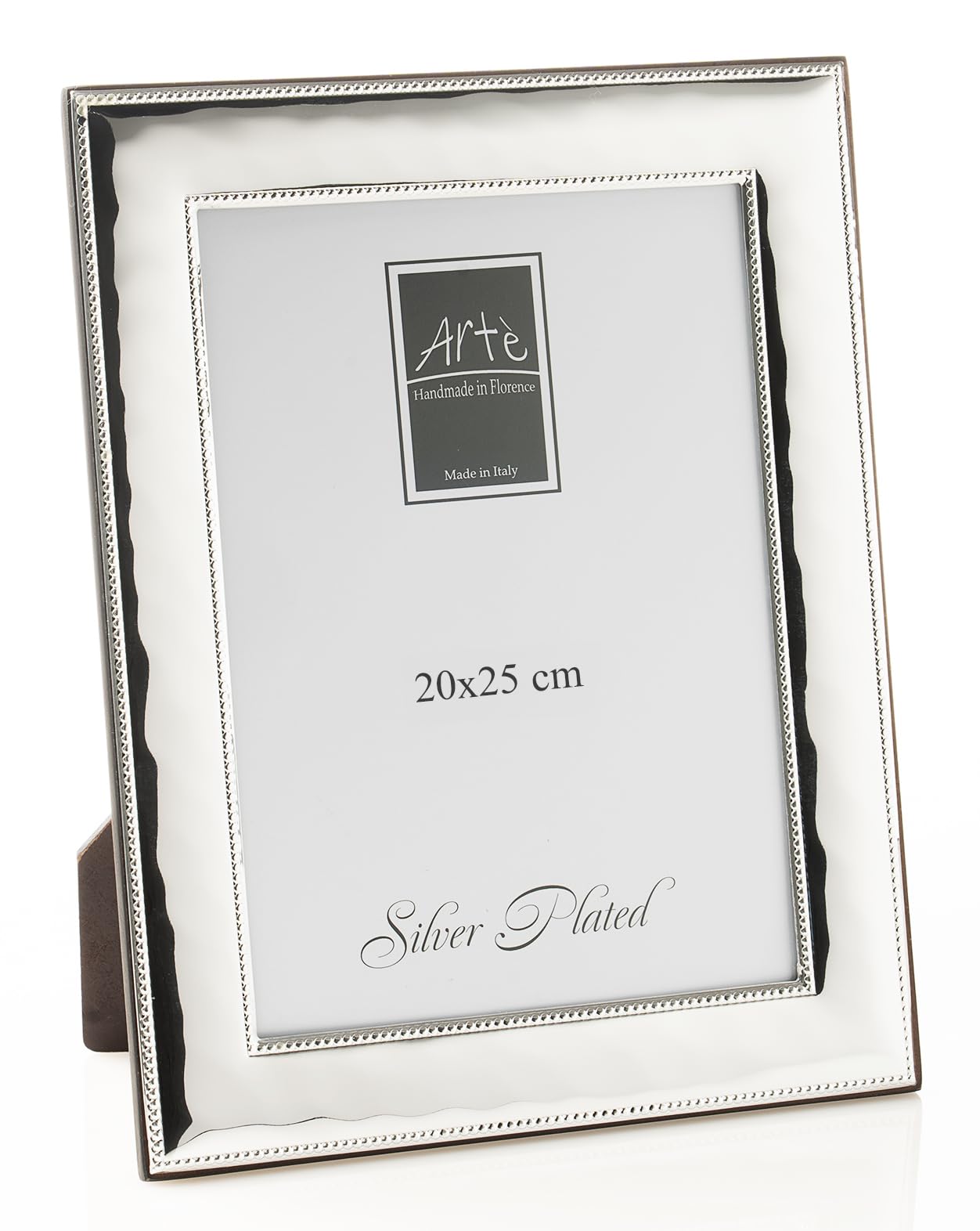 ARTÉ 20x25 Cornice per foto, Made in Italy, elegante placcata in argento, Silver Plated antiossidante, Bellissima cornice in Silver Plated con retro in legno mogano 105Z/20x25