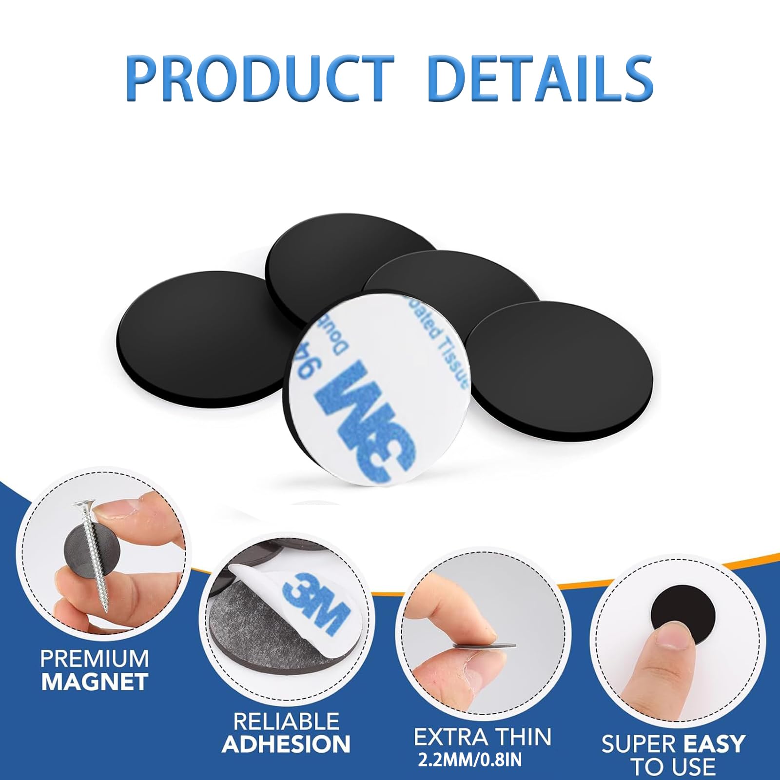 Lot de 100 Pastilles magnétiques Autocollantes | Aimants Autocollants | Flexibles Plaques aimantées pour Photos & Plus(⌀ 20 mm)