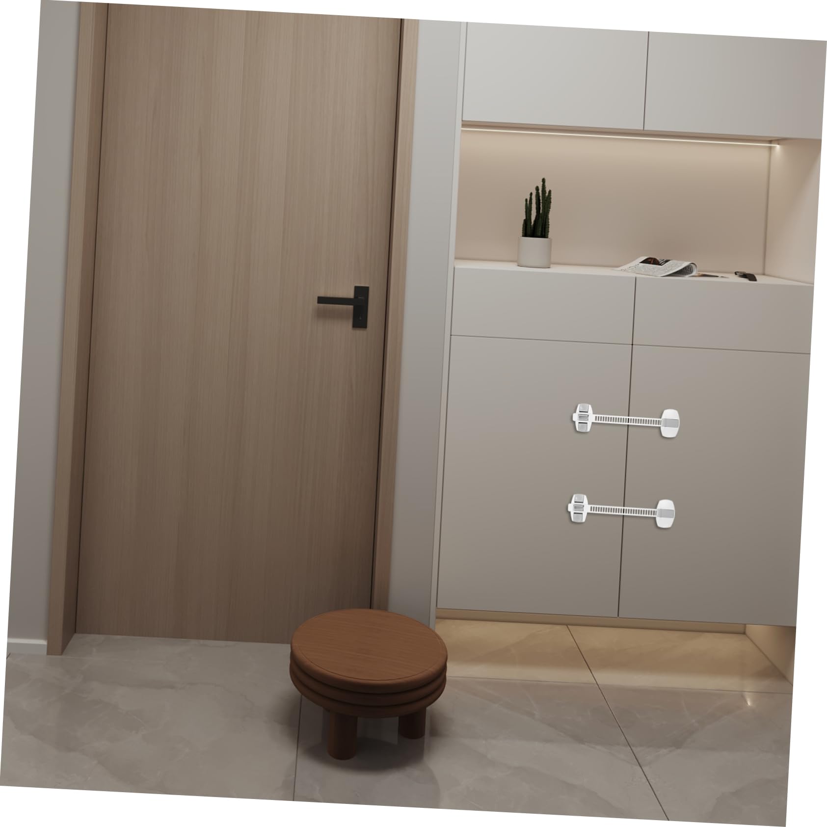 FRCOLOR 10 Cerraduras de Seguridad para Niños Multifunción para Armarios Puertas de Refrigeradores Forma de Galleta Protección contra Dedos Curiosos