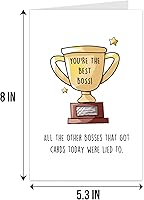 Vista 2 de Qiliji Divertida tarjeta del día del jefe para hombres y mujeres, regalo humorístico del jefe, tarjeta con la frase "You're The Best