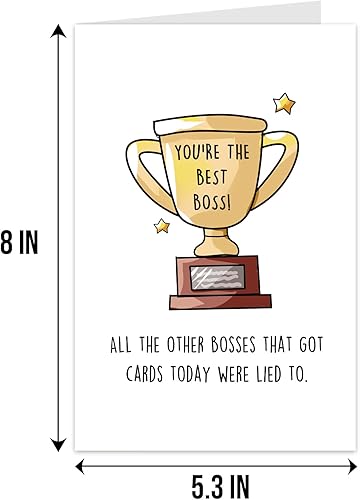 Miniatura 2 de Qiliji Divertida tarjeta del día del jefe para hombres y mujeres, regalo humorístico del jefe, tarjeta con la frase "You're The Best"