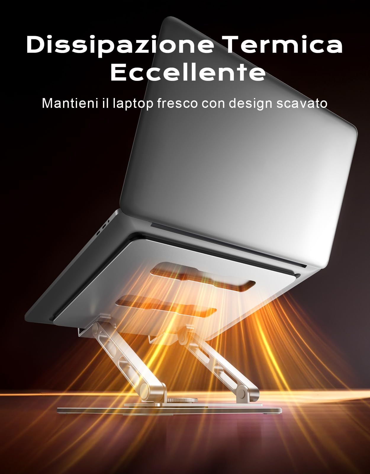 Glangeh Supporto PC Portatile [360° Rotante], Porta PC Portatile Ergonomico Regolabile con Supporto a Doppia Barra, Ventilazione e Dissipazione, Laptop Stand Compatibile con MacBook Air Pro (10-16")