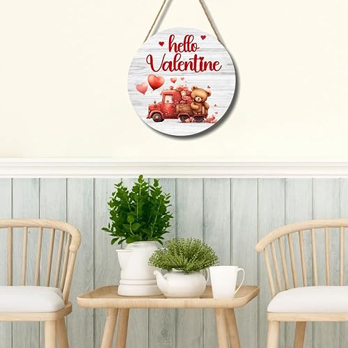 Miniatura 4 de Letrero de madera para puerta de San Valentín, coronas de San Valentín para puerta delantera, decoración del día de San Valentín, letrero de corona