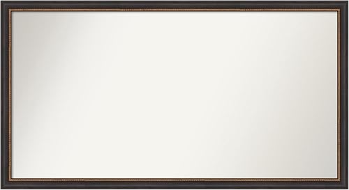 Amanti Art Black Bathroom Mirror for Over Sink, 27x49 Custom Made Ashton Black Rectangle Vanity Mirror, Oversize Traditional Wood Frame, Hangs