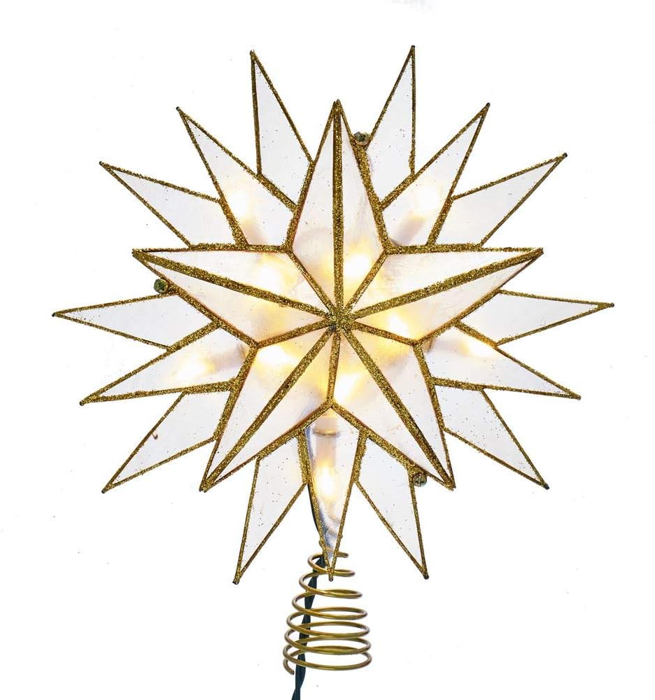 Kurt Adler 10-Light Gold Capiz Star Treetop