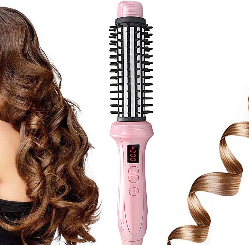 HLDWXN Curling Iron, Curling Wand with Ceramic Coating, Ceramic anion Curl Tong, Salon Curling comb, LCD 140°C-230°C Temperature Control,Pink