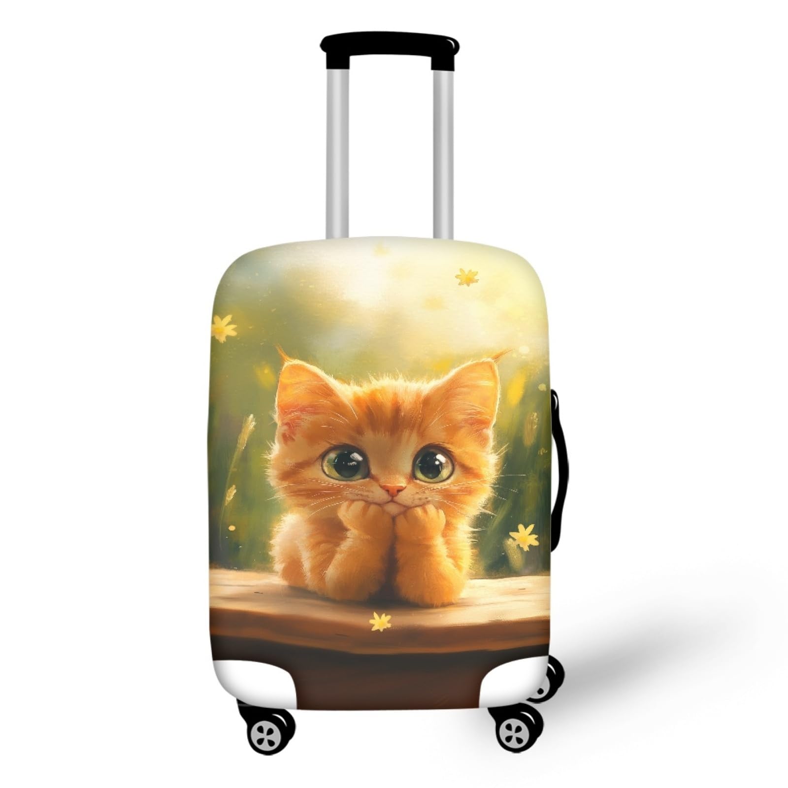 Housse Valise Anti-Rayures Spandex Elastique Couleur Chat Jaune - 7