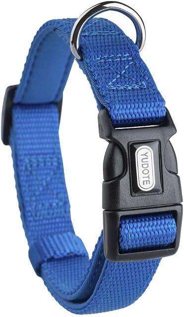 YUDOTE Adjustable Nylon Dog Collar with Soft Neoprene Padding for Medium Sized Dogs Neck 30-47cm Blue
