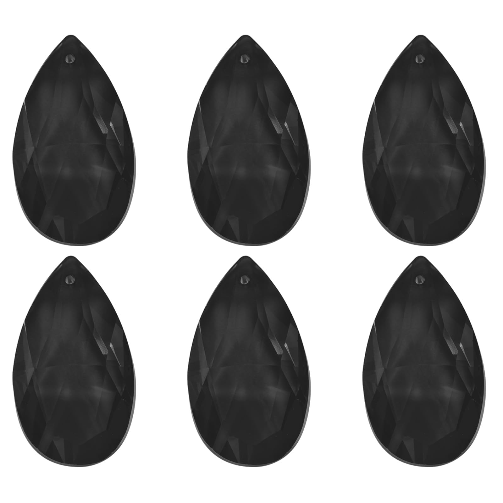 PATIKIL K9 Crystal Pendants Teardrop Beads, 6 Pack 38mm Chandelier Prisms Parts Hanging Beads DIY Lamp for Arts Crafts Decoration Black
