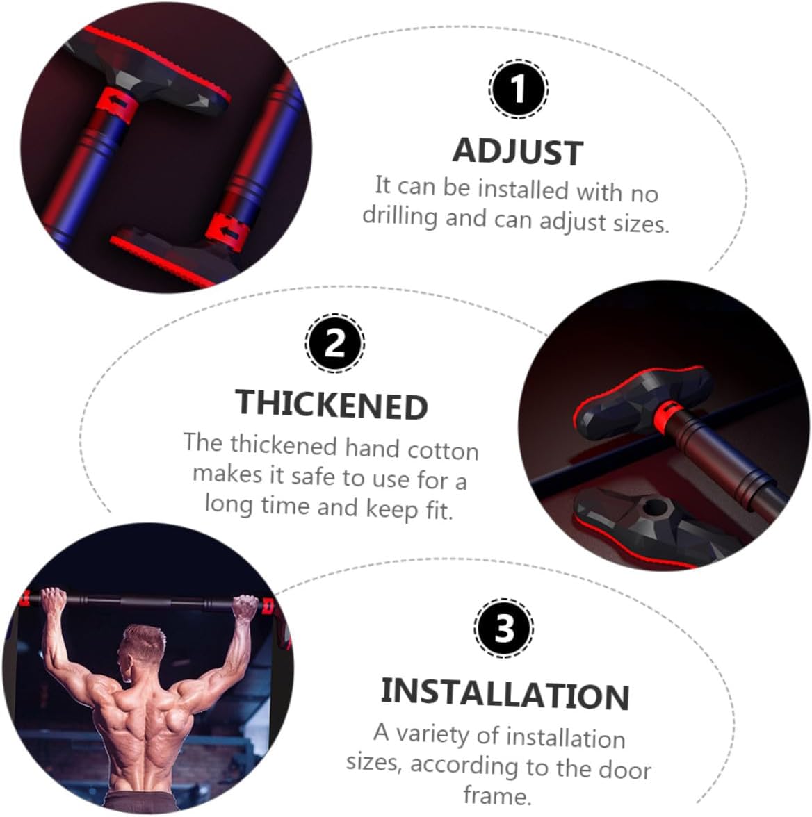 POPETPOP Doorway Pull Up Bar No Screw Installation Home Fitness Equipment with Anti-skid Design Strength Training Tool for Indoor Workout