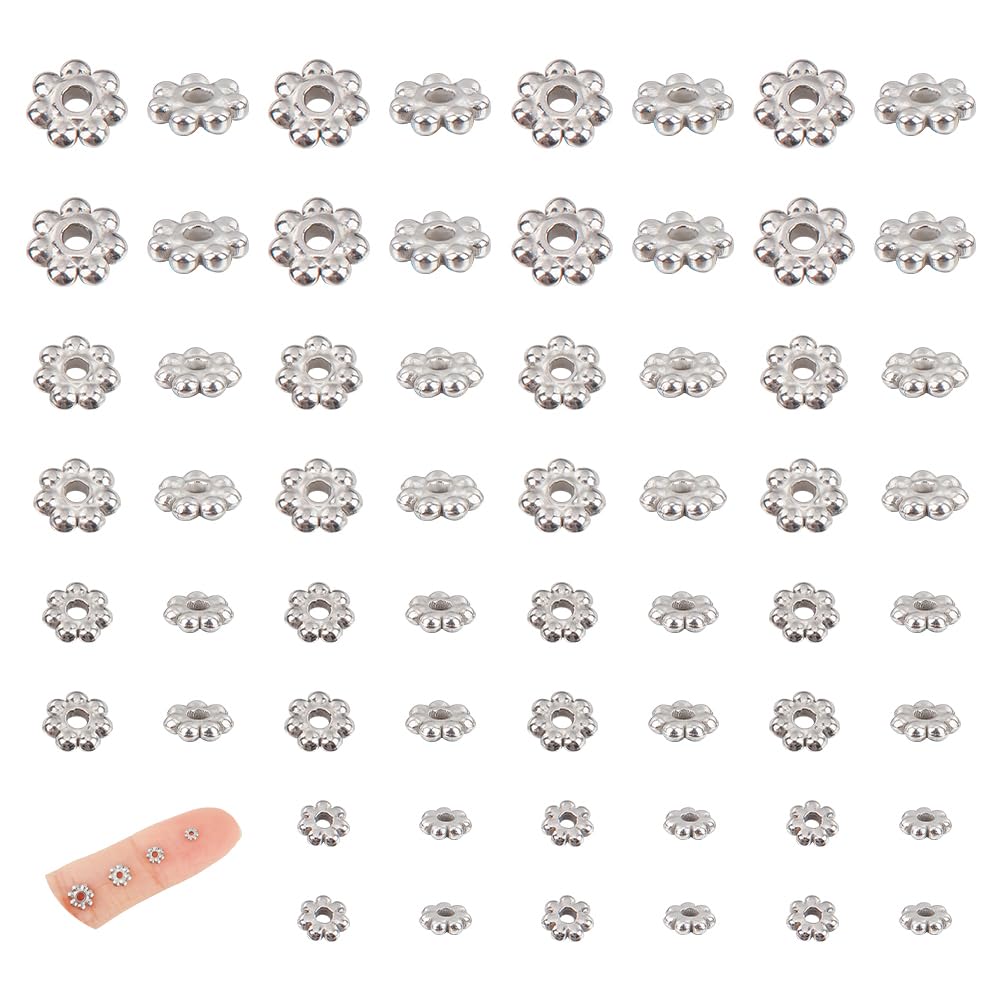 UNICRAFTALE 80 Roestvrijstalen Madeliefjeskralen – 4 Maten (3-6 Mm), Voor Sieraden Maken, Armbanden En Kettingen