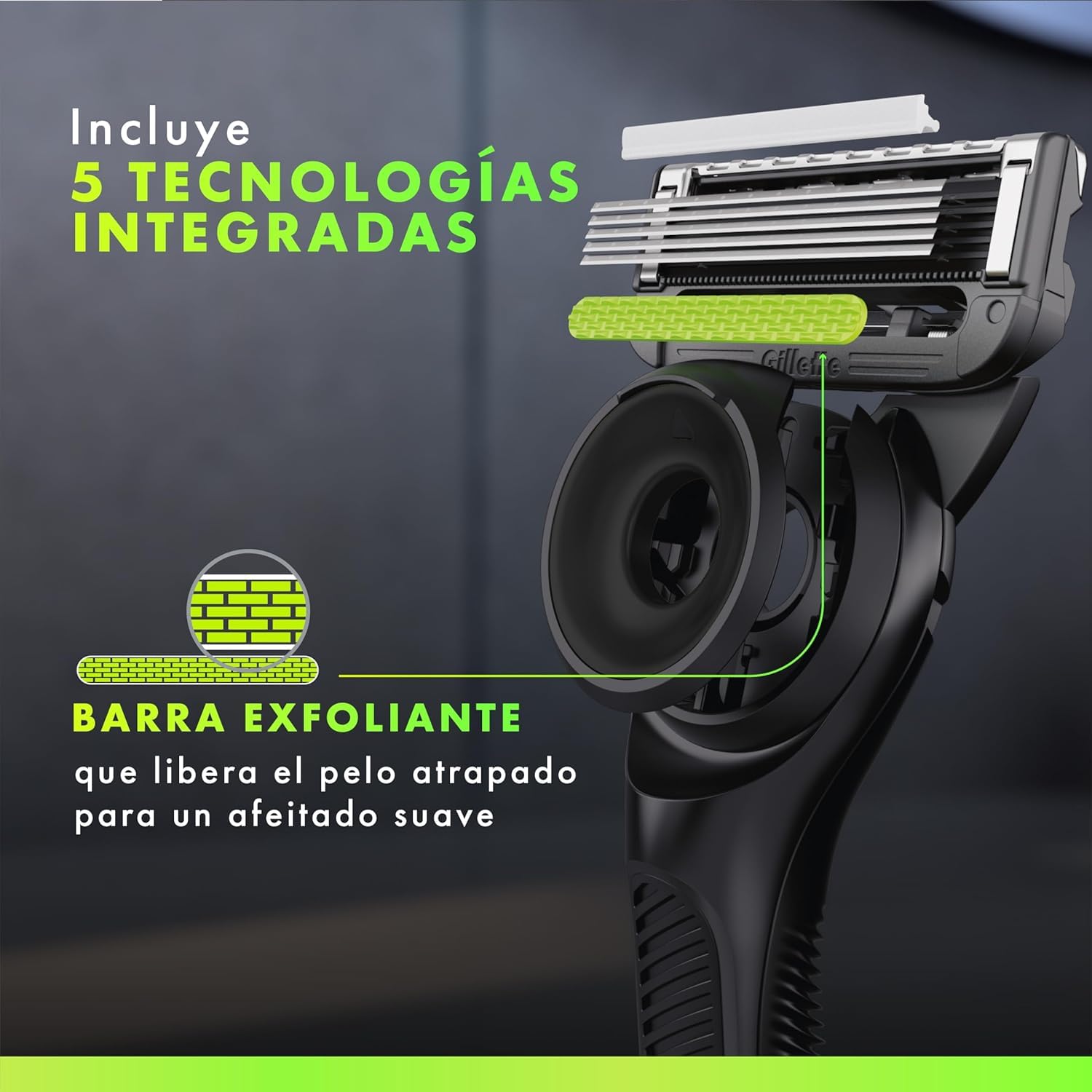 GilletteLabs Recambios para Maquinillas de Afeitar, Pack de 12 Cuchillas de Afeitar Hombre con 5 Hojas Y Banda Lubricante, Compatible con Todas Las Maquinillas Gillette Labs