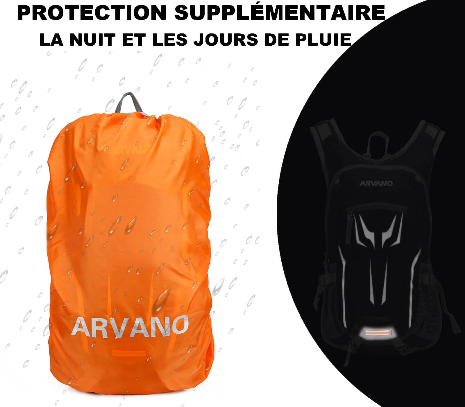 18L Sac a Dos d'hydratation, Sac Vélo avec Poche à Eau 2L, Sac à Dos d'eau Respirant et Léger pour VTT Cyclisme Ski Randonnée Running avec Housse de Pluie