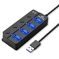 HORJOR Hub USB Sdoppiatore Multi Porta Con Interruttore Separato e Spie LED