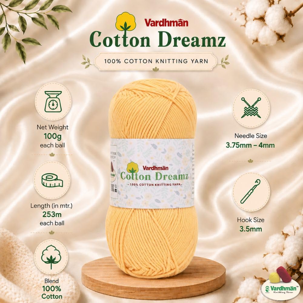 Vardhman Cotton Dreamz Yarn - 100g Pack -2