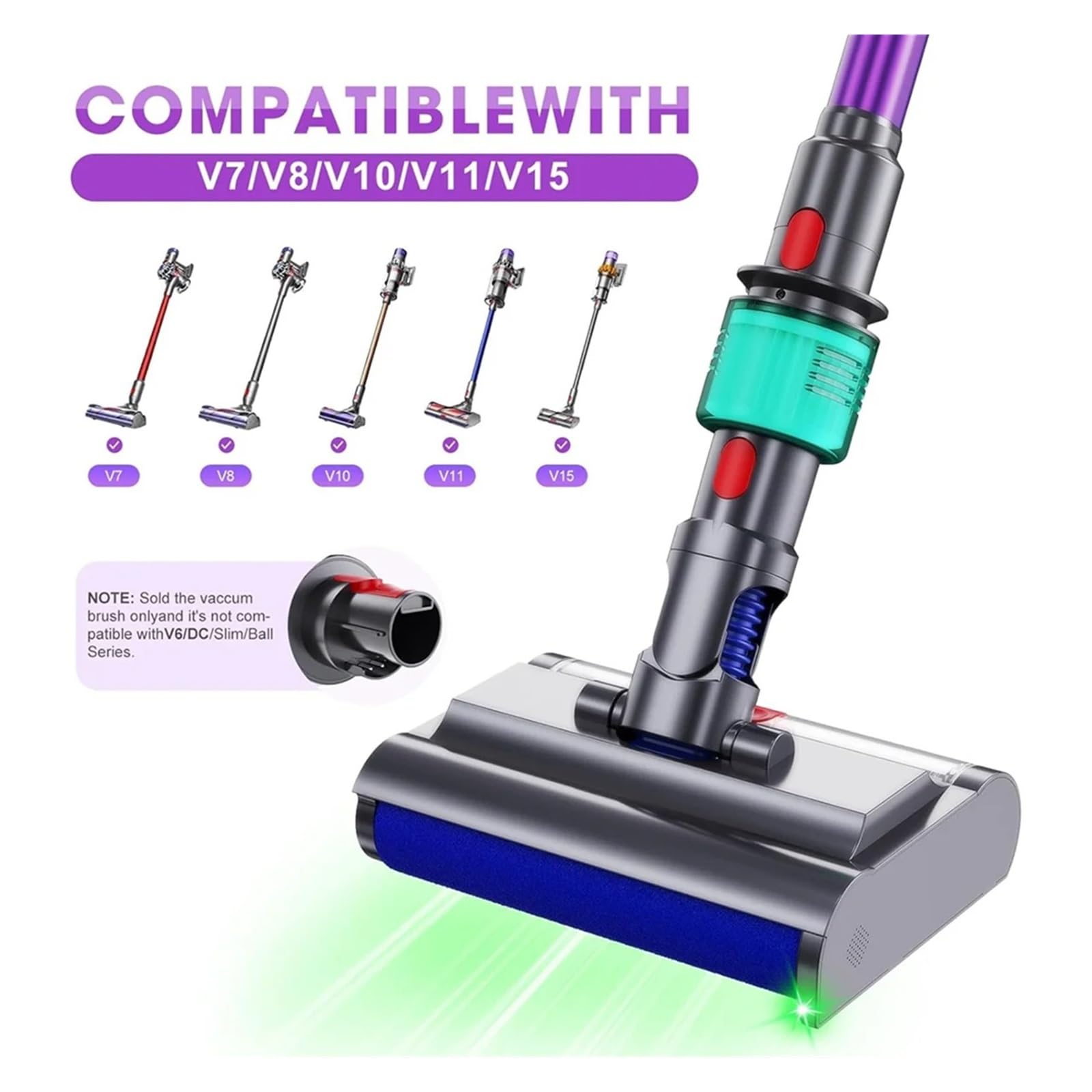Testina Compatibile con aspirapolvere Dyson V7 V8 V10 V11 V15, lavapavimenti Elettrico con Serbatoio for Acqua Pulita e Sporca for tappeti