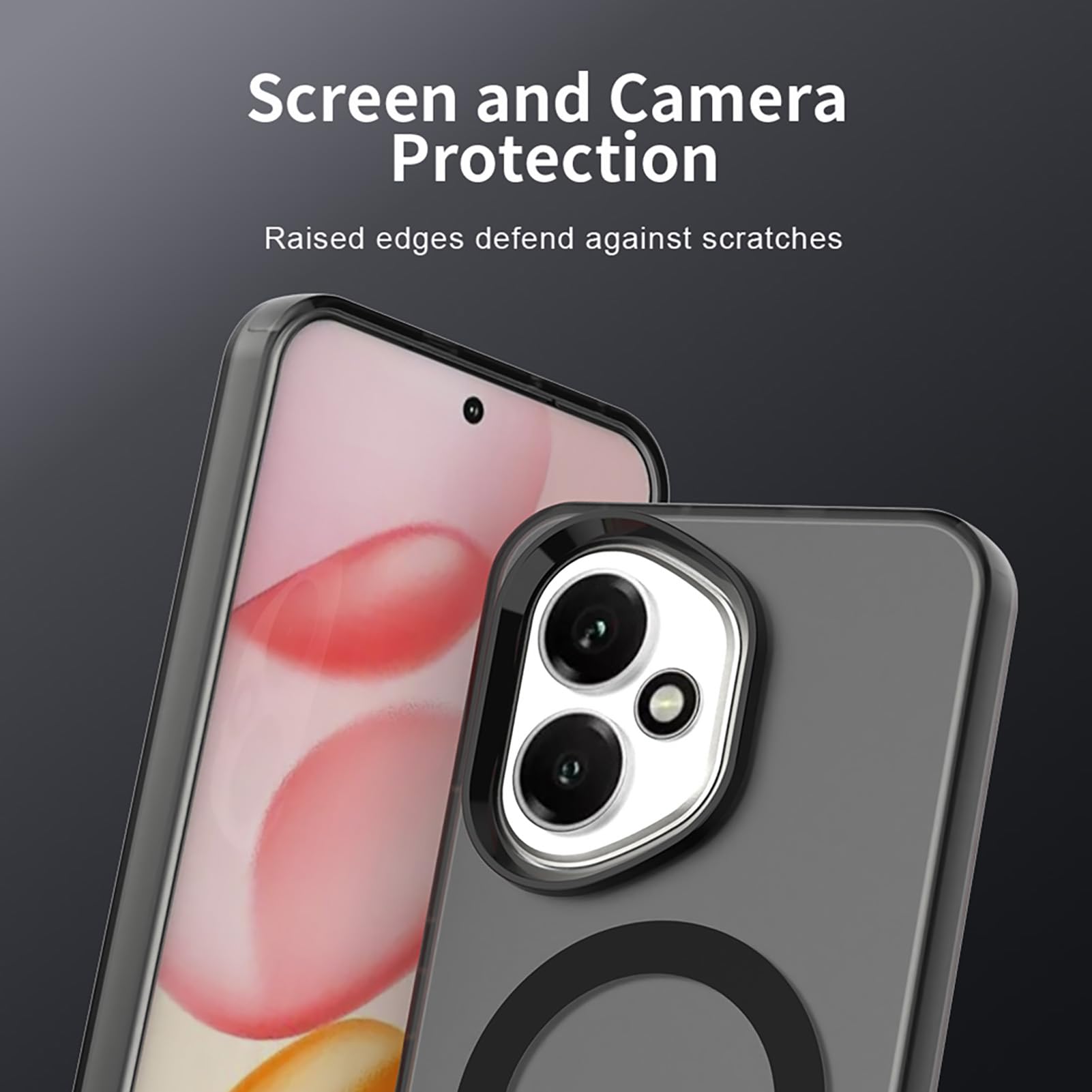 ILING Cover per HONOR 400 5G, Custodia Rigida PC + TPU Antiurto, Ricarica Magnetica, Ultra Sottile Traslucida Matte (Nero)