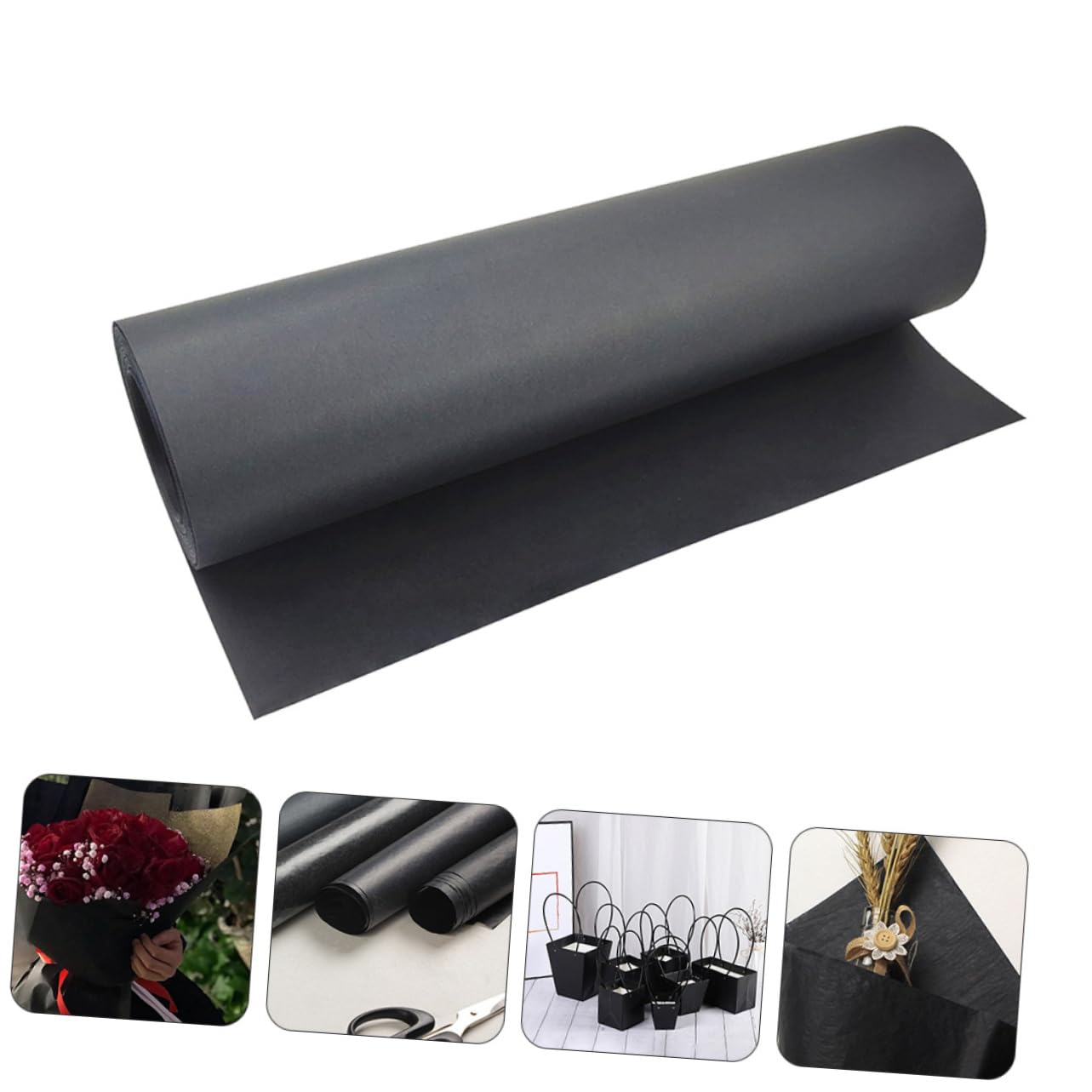 KONTONTY 1 Pieza Papel de Embalaje Negro Rollo para Flores Decoración y Diy y Duradero para Fotografía y Protección Extra