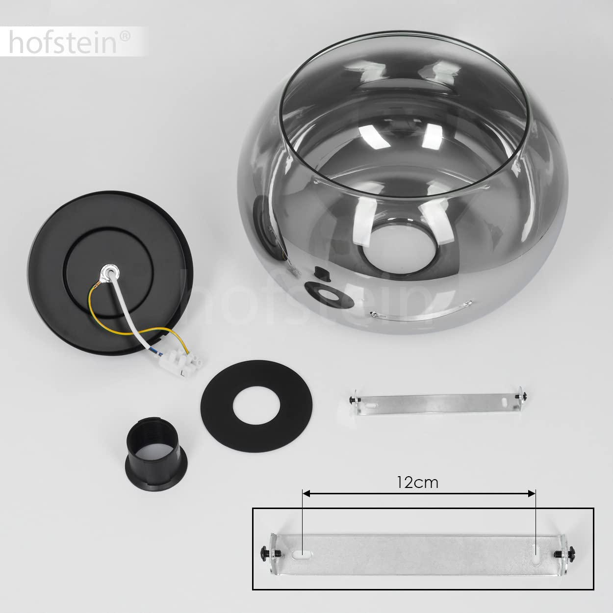 Molloy Deckenleuchte Retro Design - Schwarz/Rauchglas 31cm E27