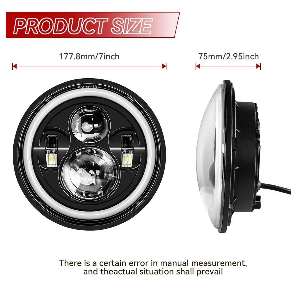 Fari Fendinebbia Lampada da 7 pollici per fari LED per | Lampada da 7 pollici per fari LED per motociclette Hi/Lo Beam per Road King per Jk Halo Angel Ey