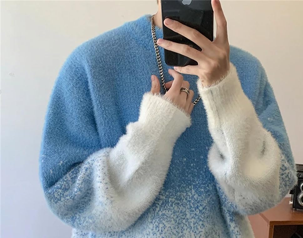 Men's Gradient Crew Neck Knit Pullover Sweater Comfortable Loose Fit Everyday Wear2