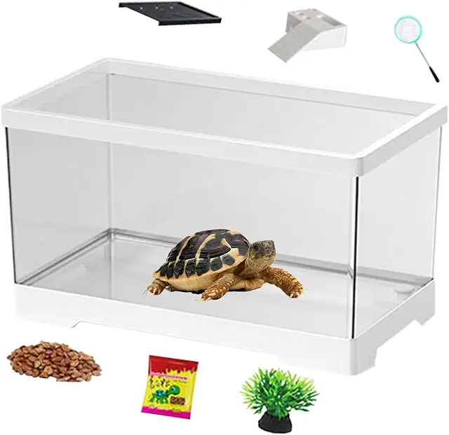 Plastic Turtle Terrarium with Bottom Drain - All-in-One Reptile Habitat