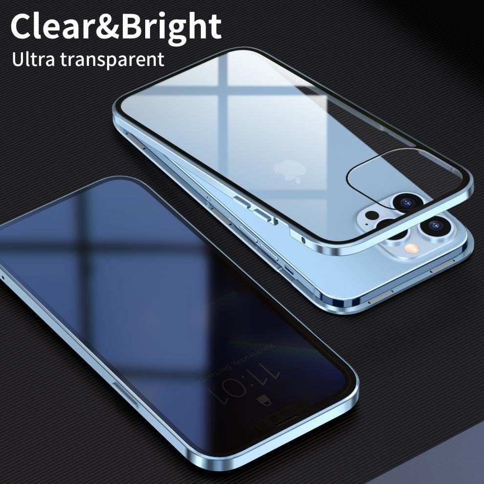 Coque iPhone 13 Pro Max métal or intégrale avec verre aimanté