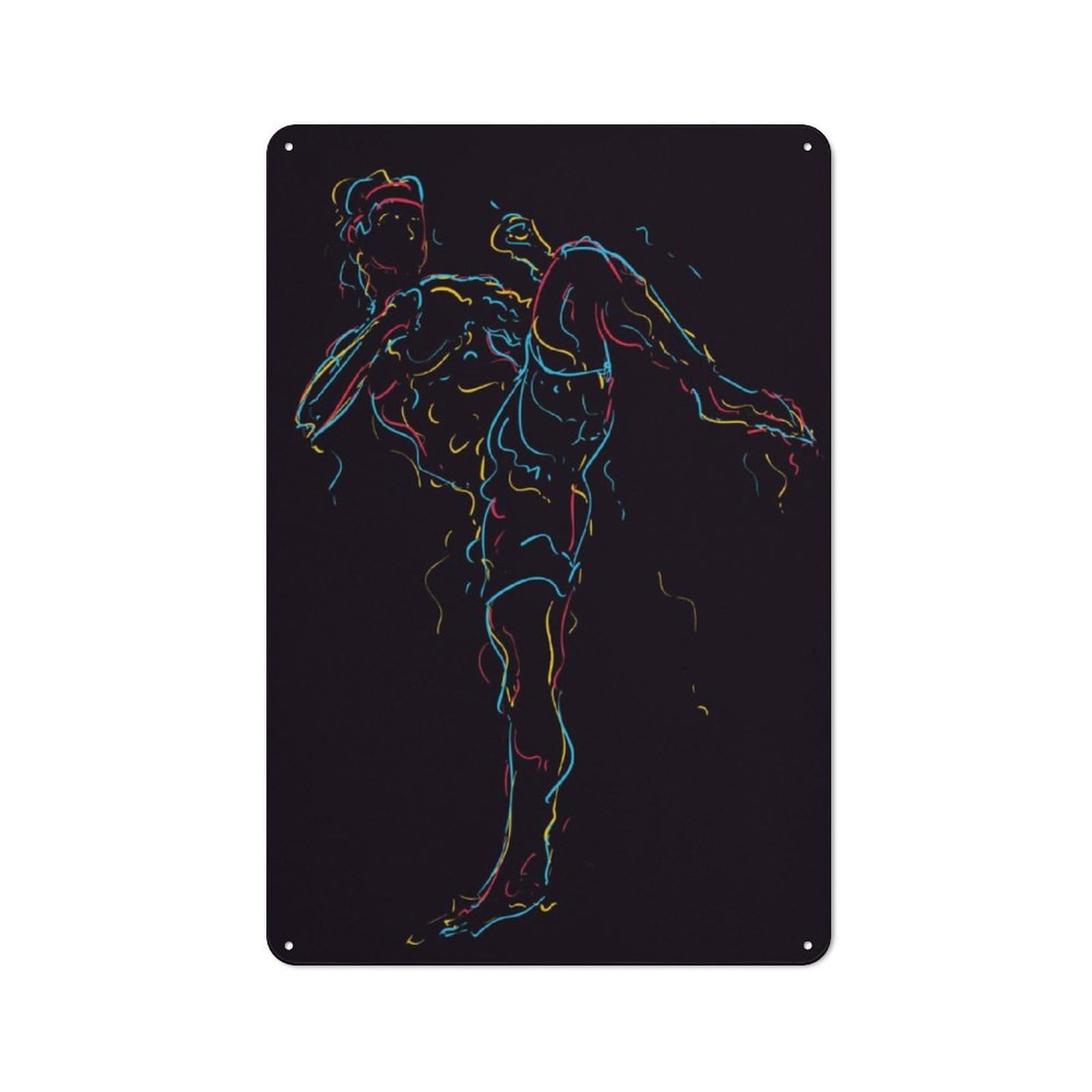 Junmoney Martial Art Pop Art Metal Tin Sign, Small Wall Accent For Small Toilet, Washroom And Hallway, 30X20cm