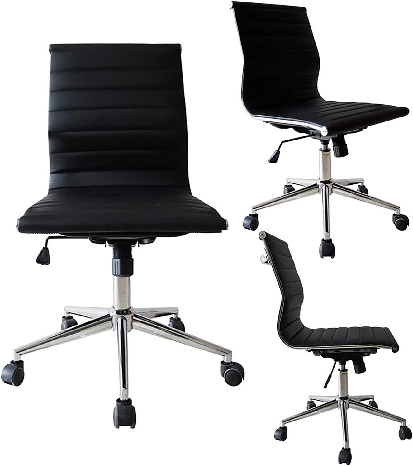 2xhome Mid Back Height Modern Office Chair, Armless