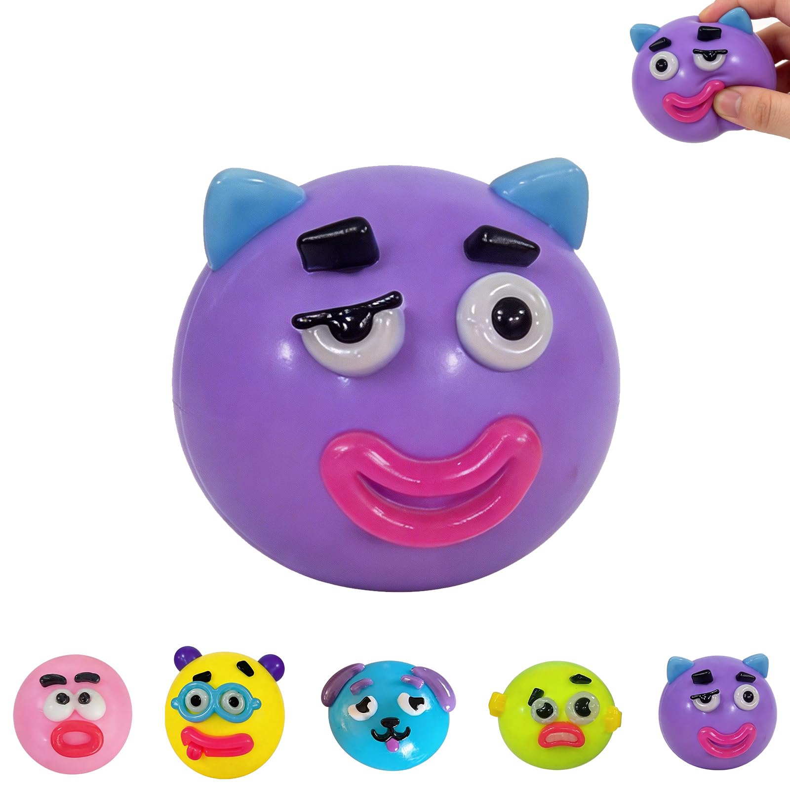 NEW Smushers Squishy, Funny Curiosities Smushers Dog Face Swap Squishy, Soft Rising Stress Relief Ball for Stress & Anxiety Relief, Cute Dog Face Sensory Squeeze Toy for Adults (Purple)