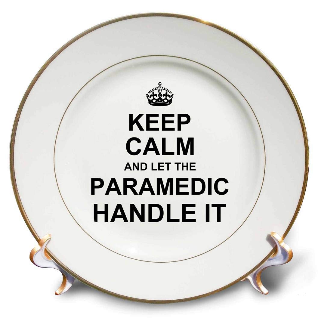 3D Rose Keep Calm and Let The Paramedic Handle It Fun Funny Career Job Pride Porcelain Plate, 8"