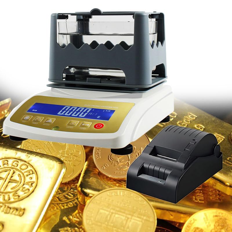Goldreinheits-Analysegerät, digital, elektronisch, Goldreinheitstester, mit Daten-Etikettendrucker, Gold-Reinheitsgehaltsdetektor, Golddichtemessgerät, Reinheitsdichtemessgerät, Edelmetall 300 K