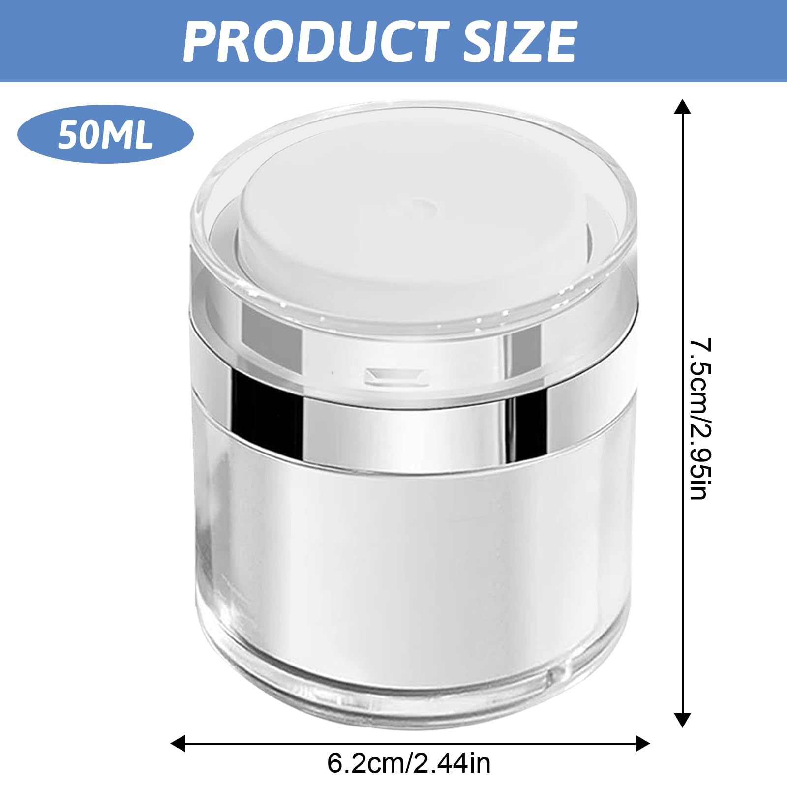 Vasetti Dispenser Crema Viso 50ml - Contenitori Riutilizzabili Con Pompa Per Cosmetici E Viaggio - Foto 10