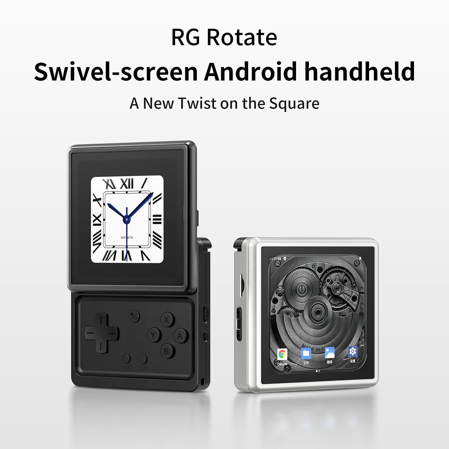 Anbernic RG Rotate Retro Console di gioco portatile, schermo girevole da 3,5 pollici Android palmare unisex Tiger T618 2000mAh batteria 3+32GB lega di alluminio + plastica ABS (nero polare)