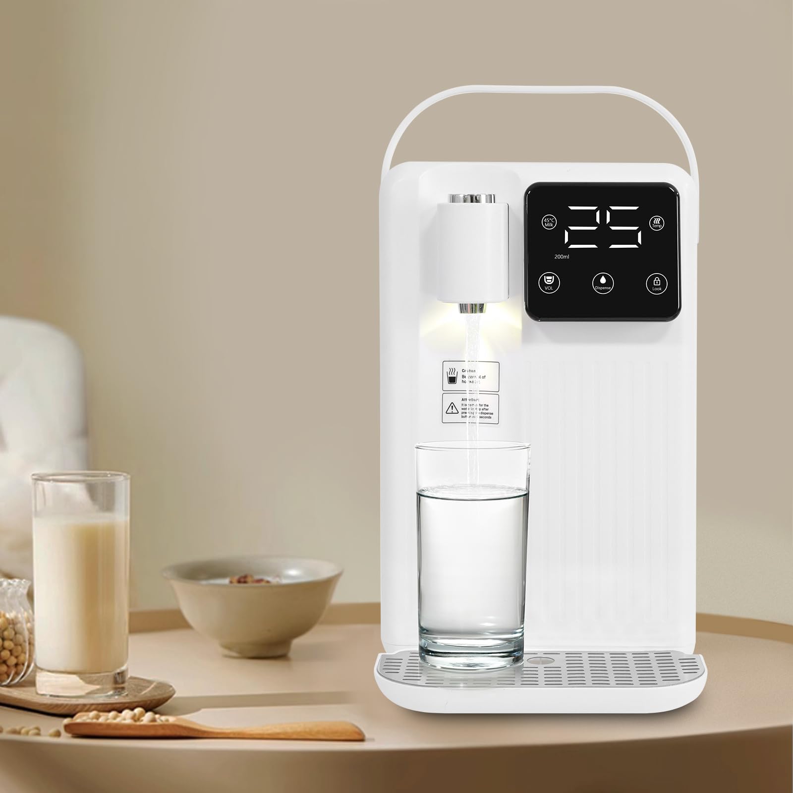 3-Liter-Durchlauferhitzer, elektrischer Wasserkocher, Tisch-Wasserspender, mit Filterkartusche, Kindersicherung gegen Verbrühungen, geeignet für Küche und Büro (Weiß)