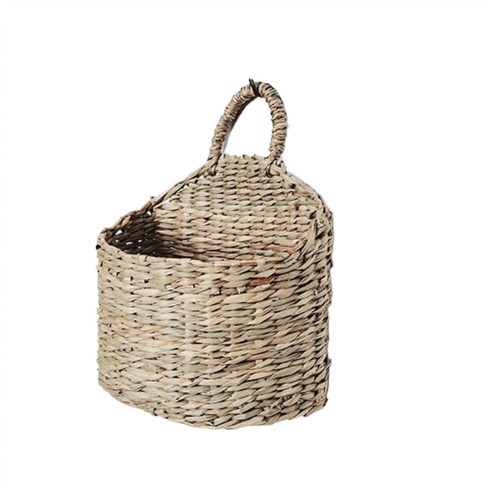 FZL02068LM Fruit Bowl Wall Hanging Fruit Baskets for Kitchen Vegetable Basket Rustic Straw Storage Rattan Woven Plant Holder House Shelf Versatile